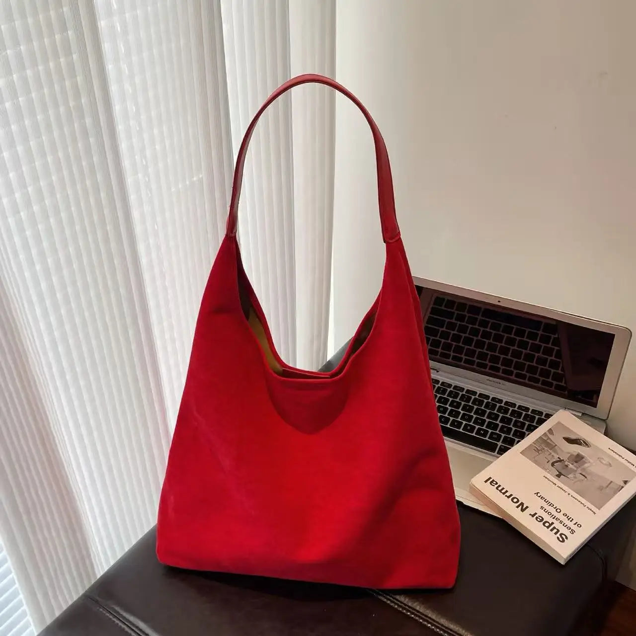 Soft Suede Hobo Shoulder Bag for Women – Large Luxury Handbag