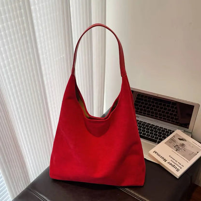Soft Suede Hobo Shoulder Bag for Women – Large Luxury Handbag