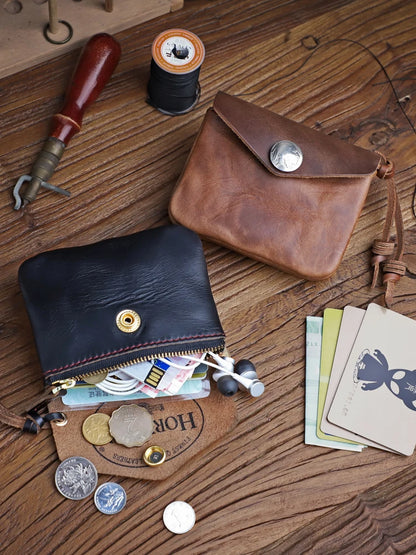 Handmade Genuine Leather Coin Purse & Card Holder Wallet