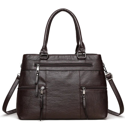 Women's Leather Tote Handbag – Top Handle Shoulder & Crossbody Bag