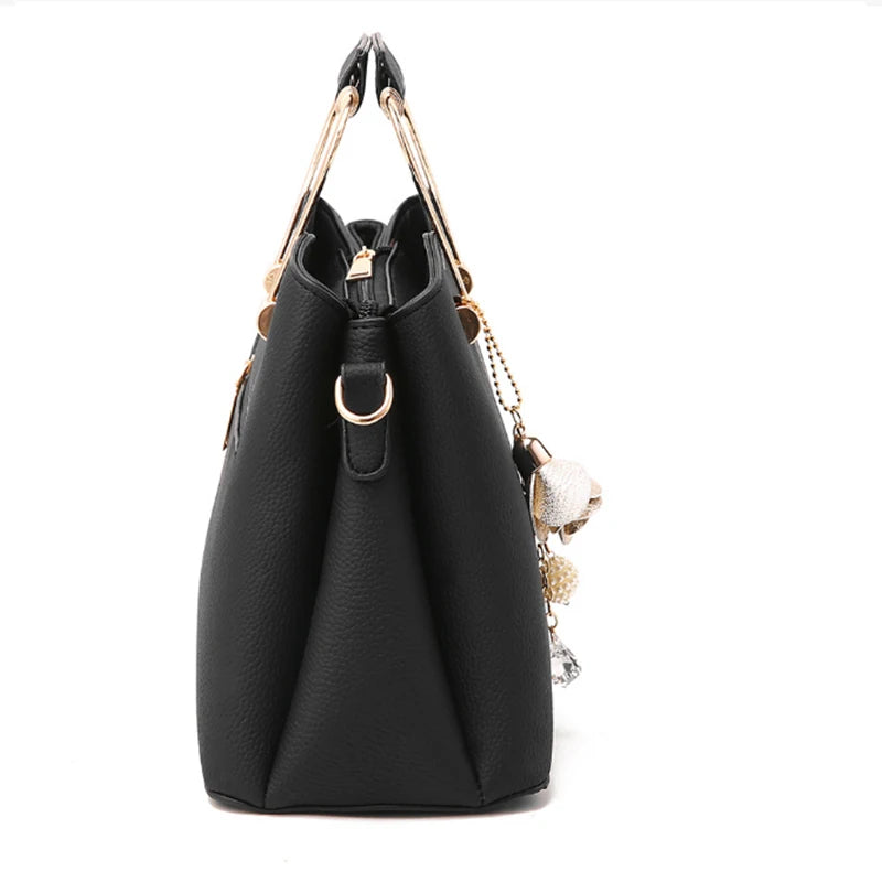 Women's PU Leather Crossbody Handbag with Metal Handle