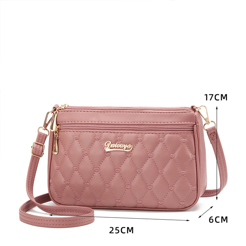 Quilted PU Leather Crossbody Bag for Women
