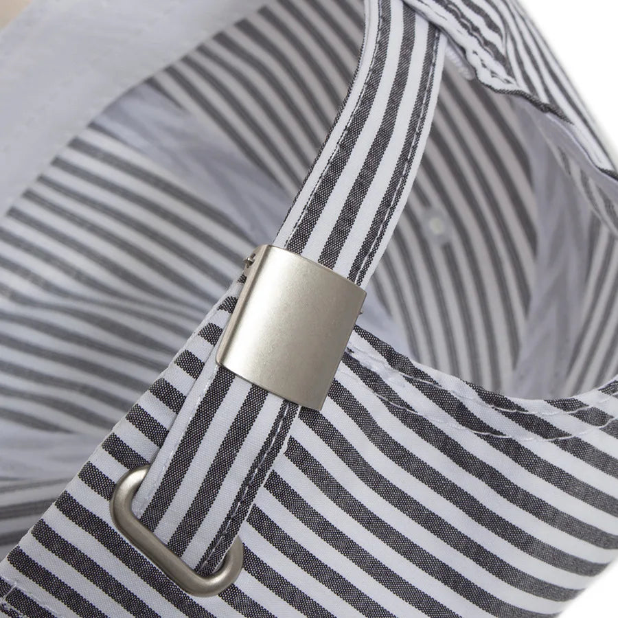 Striped Dad Hat – Soft Cotton Baseball Cap with Beige Brim