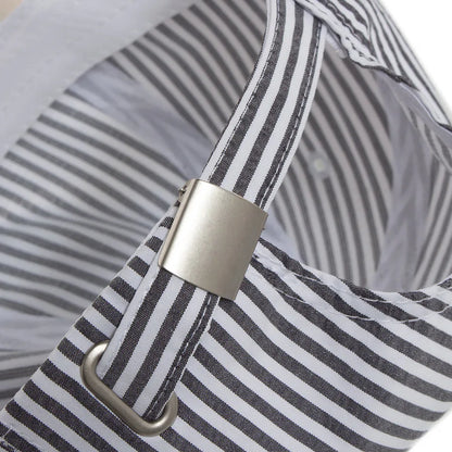 Striped Dad Hat – Soft Cotton Baseball Cap with Beige Brim