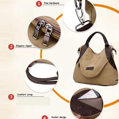 Large Canvas Shoulder Bag – Women's Crossbody Travel Tote