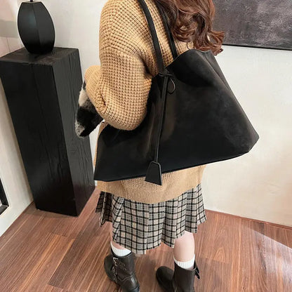 Large Capacity Suede Tote Bag – Vintage Casual Underarm Handbag