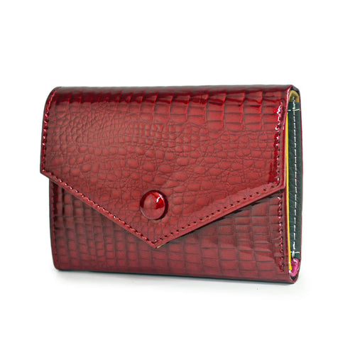 Women's Crocodile Pattern Genuine Leather Wallet – Tri-Fold Envelope Style