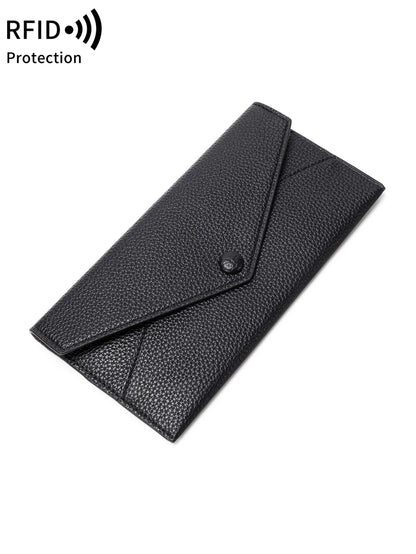 RFID Blocking Long PU Leather Wallet for Women – Envelope Clutch