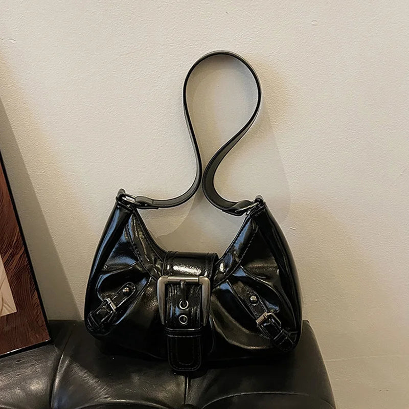 Y2K Pleated Hobo Shoulder Bag – Retro Maillard Style Clutch Handbag