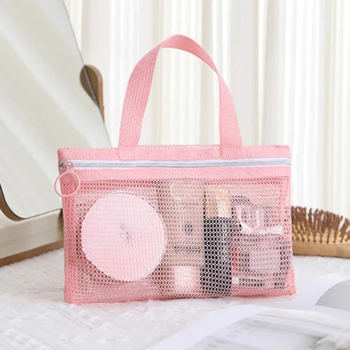 Mesh Travel Toiletry Bag – Multi-Pocket Portable Makeup & Bath Organizer