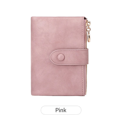 Women's Retro Trifold Wallet – Large Capacity Double Zipper Card Holder