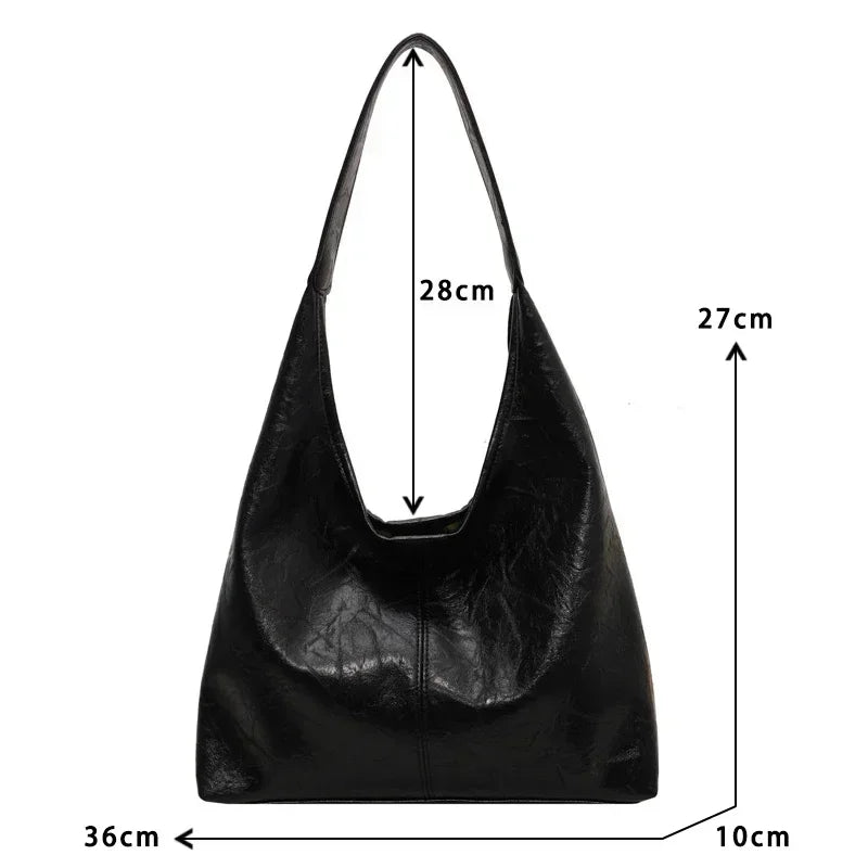 Large PU Leather Shoulder Bag – Soft Hobo Tote for Women