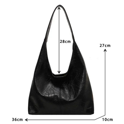 Large PU Leather Shoulder Bag – Soft Hobo Tote for Women