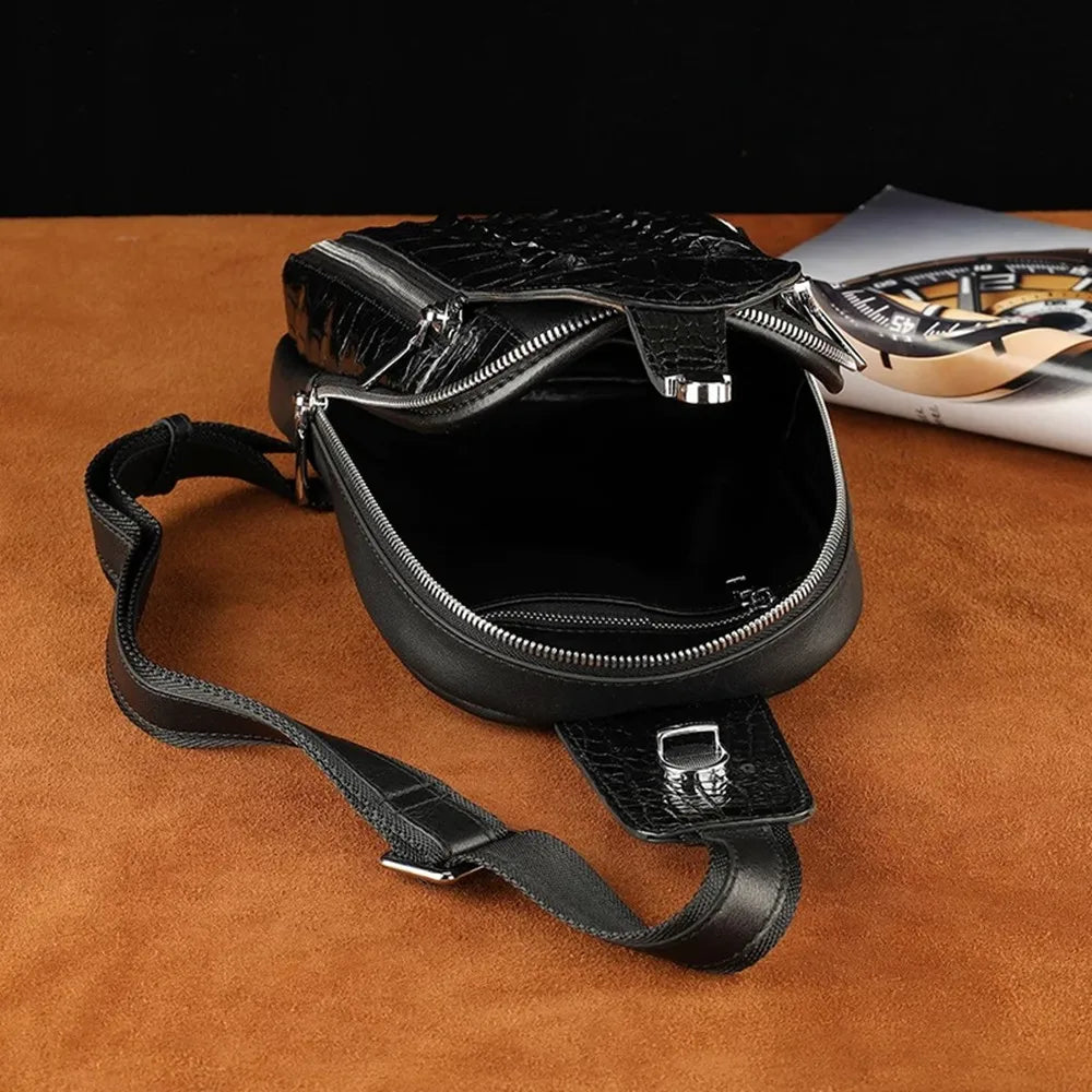 Genuine Crocodile Leather Men's Sling Chest Bag