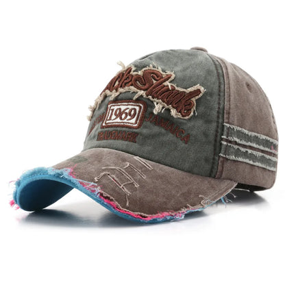 Retro Embroidery Baseball Cap – Washed Cotton Adjustable Hat