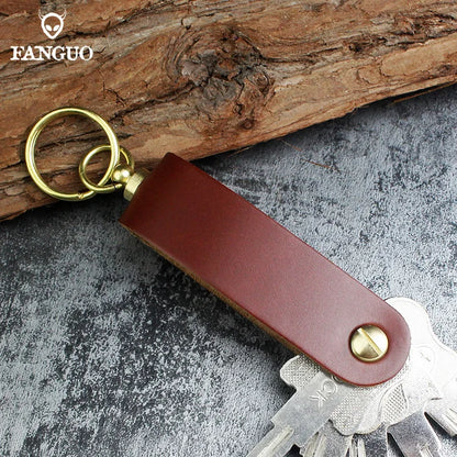 Genuine Leather Key Pouch Organizer – Handmade Floral Embossed Keychain Holder
