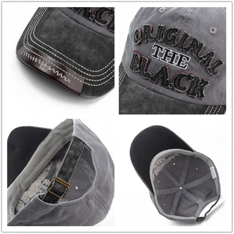 Unisex Vintage Baseball Cap Cotton Hats Men Women Casual 3d Black Letter Embroidery Outdoor Sports