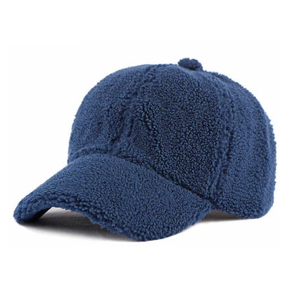 Fluffy Lamb Wool Baseball Cap – Warm Winter Hat