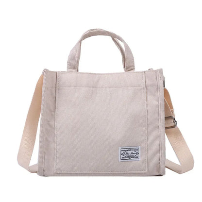 Women Corduroy Zipper Shoulder Bag Small Cotton Canvas Handbag Casual Tote Female Eco Crossbody