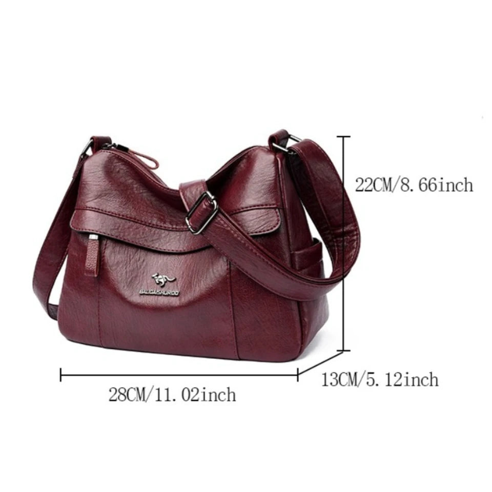 Leather Crossbody Bag for Women – Multi-Layer Shoulder Bag
