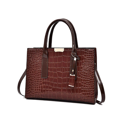 Crocodile Pattern Patent Leather Women's Handbag