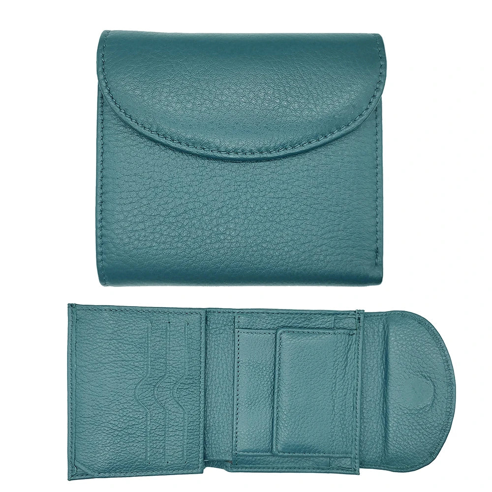 Women's Genuine Leather Short Wallet – Flap Closure with Card Holders