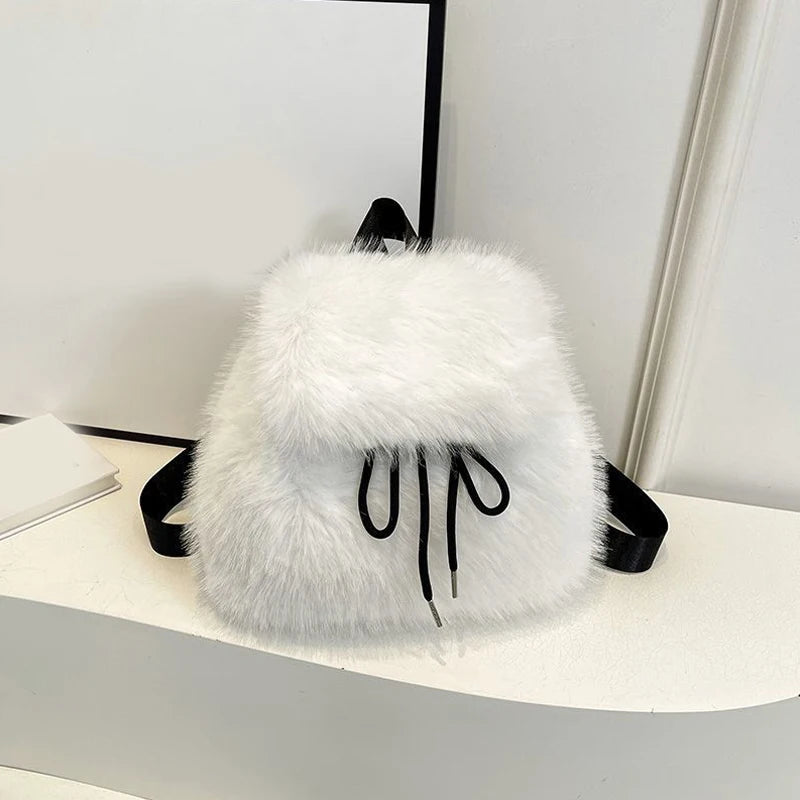 Soft Plush Furry Mini Backpack for Women – Cozy Winter Shoulder Bag