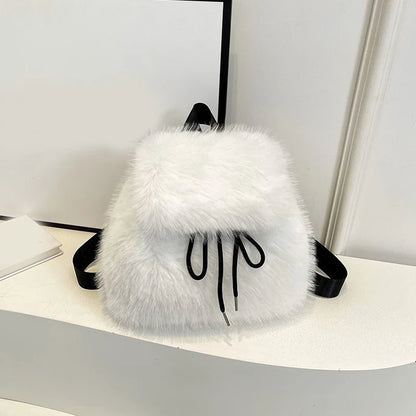Soft Plush Furry Mini Backpack for Women – Cozy Winter Shoulder Bag