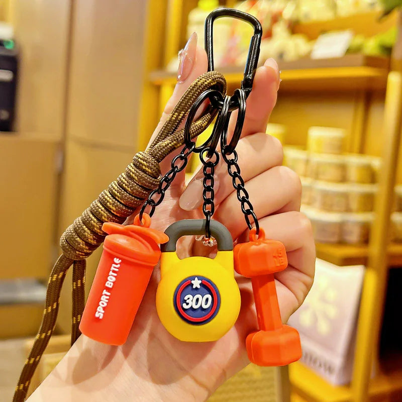 Gym Charm Keychain Set – Kettlebell, Dumbbell & Shaker