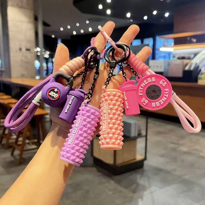 Gym Keychain Set – Foam Roller, Kettlebell & Shaker Charms