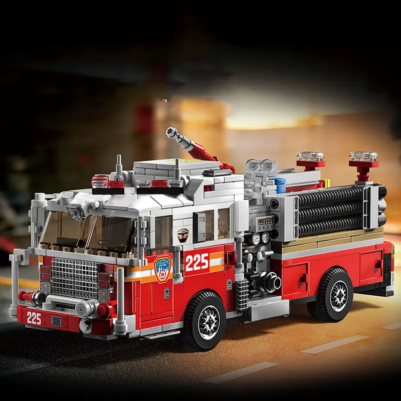 Fire Truck Building Blocks Set – City Rescue Vehicle MOC Model