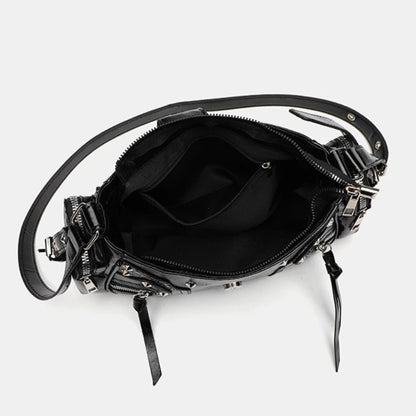 Gothic Rivet Shoulder Bag – Y2K Punk PU Leather Handbag