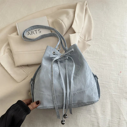 Drawstring Bucket Bag – Women's Korean Crossbody Handbag