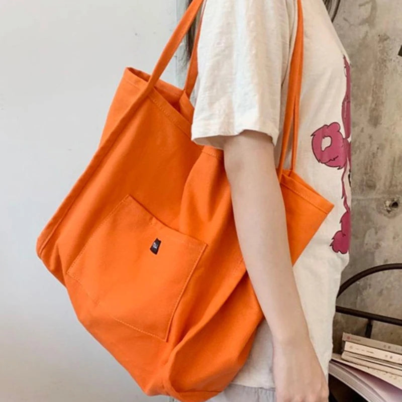 Canvas Tote Bag – Large Capacity Korean Style Shoulder Bag