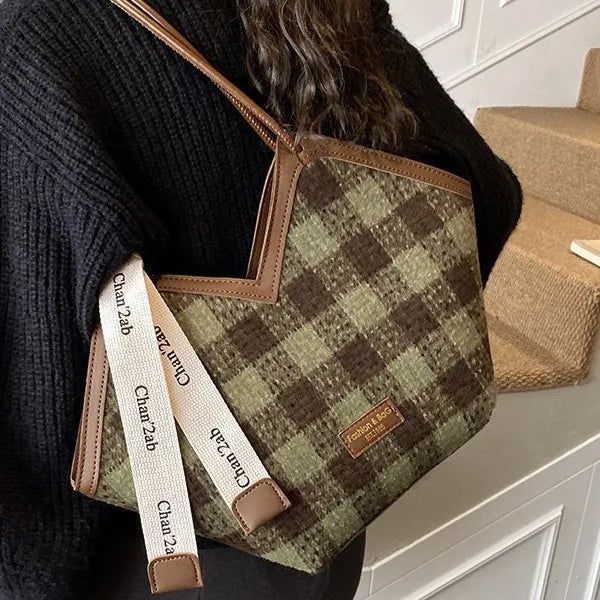 Cross-Border Large-Capacity Bag Women S Contrast Shoulder Tote Popular Commuter Underarm