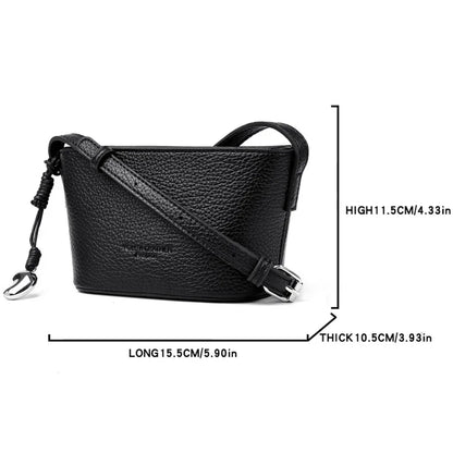 Women's Small PU Leather Crossbody Bucket Bag with Adjustable Strap