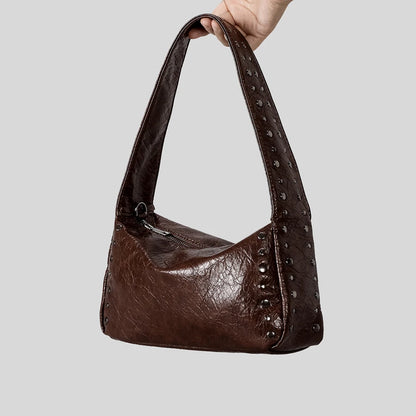 Vintage Rivet Women Shoulder Bags Motorcycle Style Underarm Bag Luxury Soft Pu Leather Crossbody