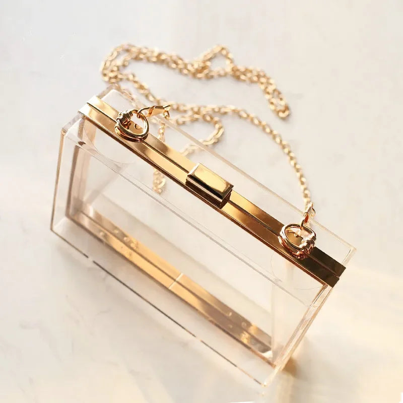 Clear Acrylic Box Evening Clutch Bags Women Boutique Chain Transparent Woman S Bag Purse Handbags