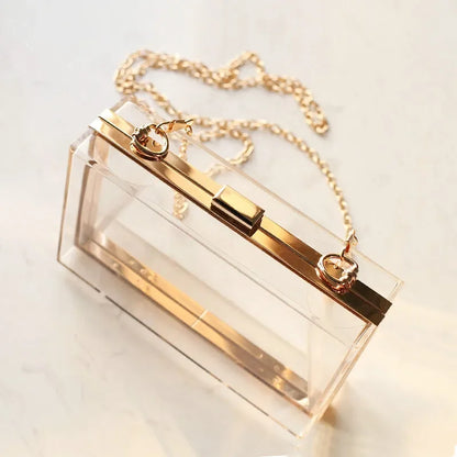Clear Acrylic Box Evening Clutch Bags Women Boutique Chain Transparent Woman S Bag Purse Handbags