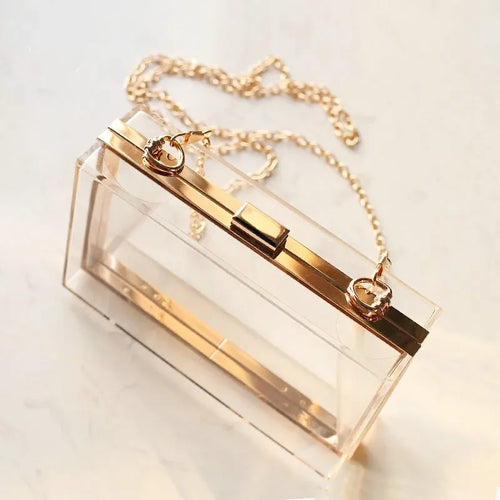 Clear Acrylic Box Evening Clutch Bags Women Boutique Chain Transparent Woman S Bag Purse Handbags
