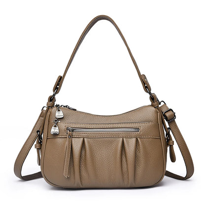Women's PU Leather Tote Bag – 2-Layer Crossbody & Top-Handle Handbag