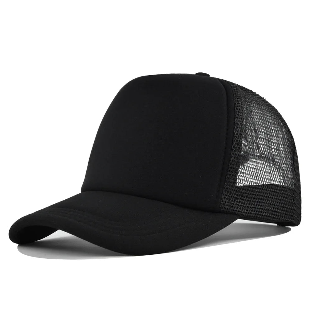 Plain Trucker Hat – Adjustable Mesh Snapback Baseball Cap