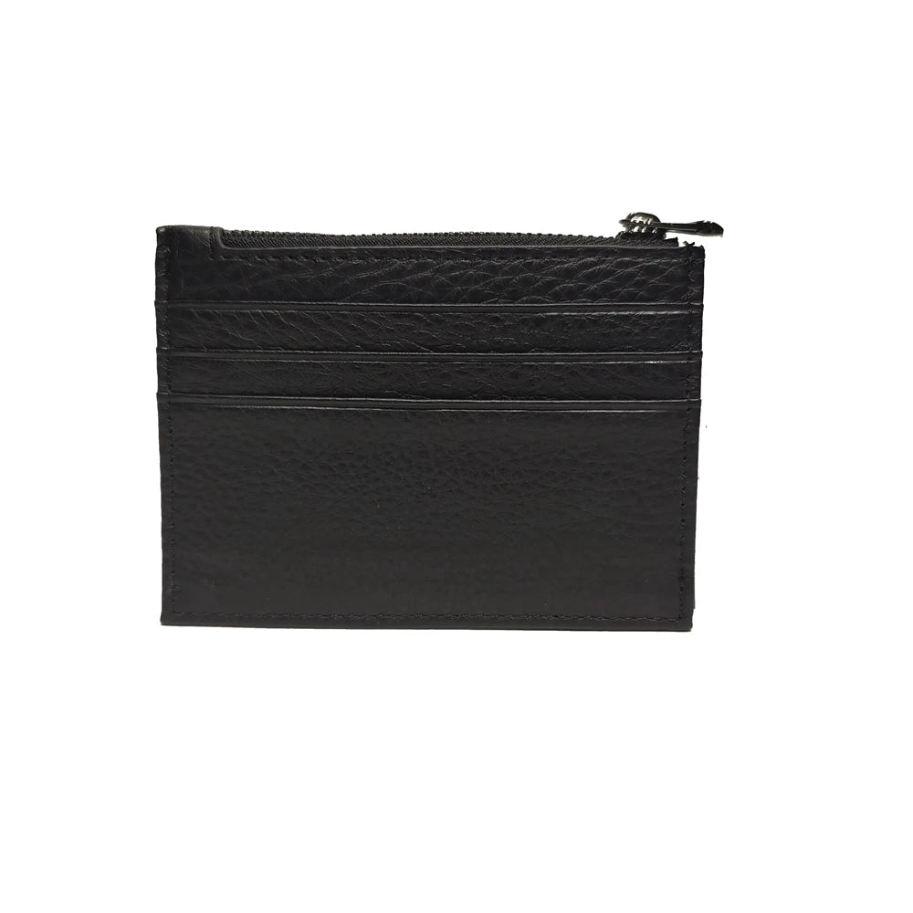 Genuine Leather Card Holder with Zipper Coin Purse – Slim Wallet