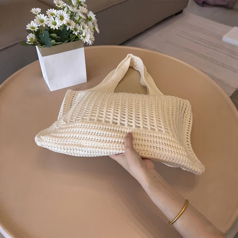 Crochet Tote Bag for Women – Large Hollow Knit Beach Shopper
