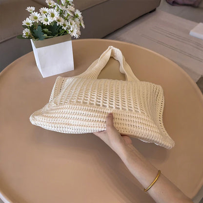 Crochet Tote Bag for Women – Large Hollow Knit Beach Shopper
