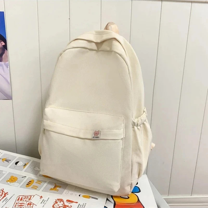 Waterproof Nylon Women Backpack Female Travel Bag Backpacks Schoolbag Teenage Girls Solid Color