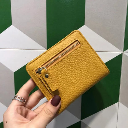 Women's Genuine Leather Small Wallet – Deer Button Bifold Purse