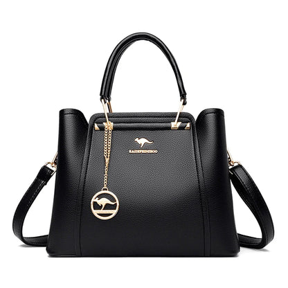 Women's Leather Crossbody Handbag – 3-Layer Shoulder Bag