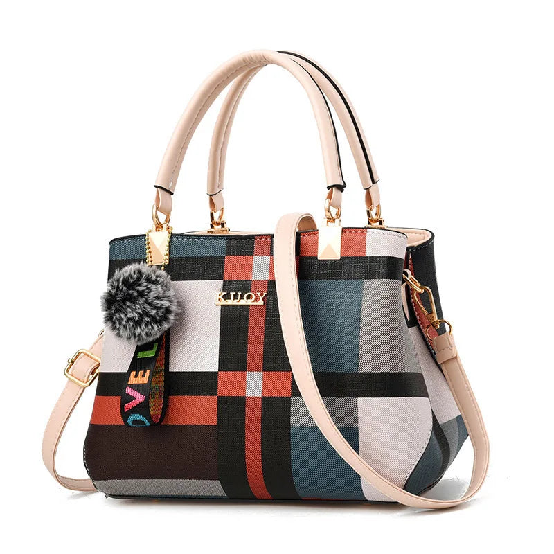 Luxury Vintage Plaid PU Leather Handbag for Women – Crossbody Shoulder Bag