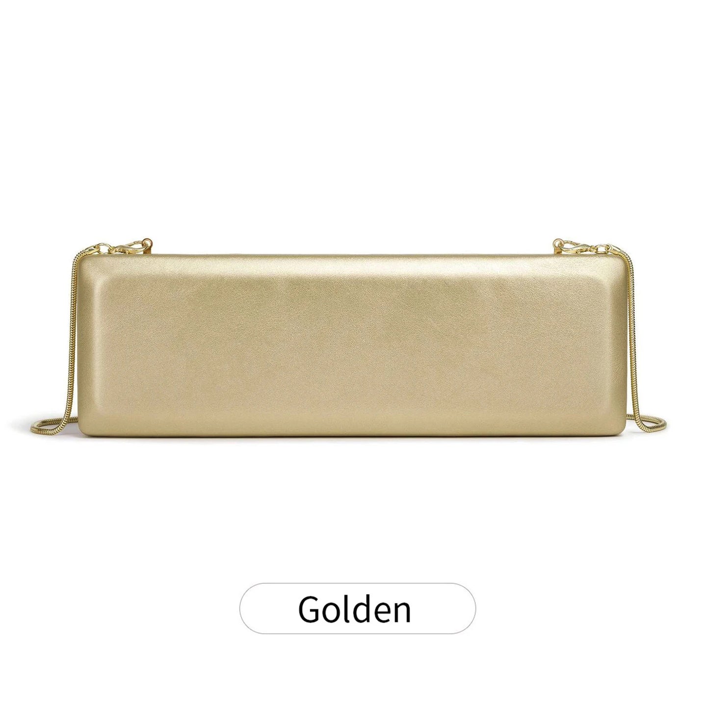 Evening Clutch Bag Women's Minimalist Hard Shell with Gold Chain